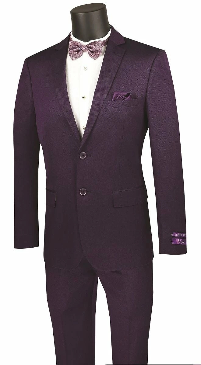 Vinci Men's 2 Piece Wool Feel Slim Fit Suit - Subtle Texture 6 Vinci Men's 2 Piece Wool Feel Slim Fit Suit - Subtle Texture - Image 4