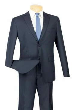 Vinci Men's 2 Piece Wool Feel Slim Fit Suit - Refined Solid 9 Vinci Men's 2 Piece Wool Feel Slim Fit Suit - Refined Solid -Empire Shop us900 1 navy