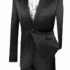 Vinci Men's Wool Feel 2 Piece Ultra Slim Fit Suit - Sleek Sharkskin -Empire Shop ust 1 black