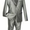 Vinci Men's Wool Feel 3 Piece Ultra Slim Fit Suit - Sharkskin -Empire Shop usvr 4 gray en