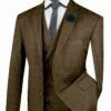 Vinci Men's 3 Piece Classic Suit - Double Breasted Vest 2 Vinci Men's 3 Piece Classic Suit - Double Breasted Vest -Empire Shop v2rw 13 taupe