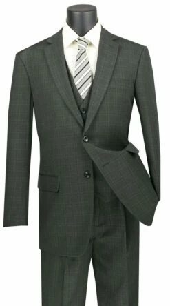 Vinci Men's 3 Piece Wool Feel Executive Suit - Windowpane 8 Vinci Men's 3 Piece Wool Feel Executive Suit - Windowpane -Empire Shop v2rw 15 olive copy