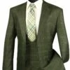 Vinci Men's 3 Piece Executive Suit - Glen Plaid -Empire Shop v2rw 7 olive base