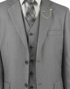 Vinci Men's 3 Piece Wool Feel Classic Suit - Extra Long Sizes -Empire Shop v2tr medium gray 1 9