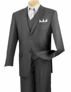 Vinci Men's 3 Piece Wool Feel Classic Suit - Extra Long Sizes -Empire Shop v2tr medium gray1 1