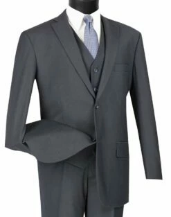 Vinci Men's 3 Piece Wool Feel Classic Suit - Big And Tall Sizes -Empire Shop v2tr navy 2