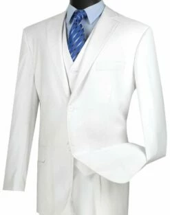 Vinci Men's 3 Piece Wool Feel Classic Suit - Extra Long Sizes -Empire Shop v2tr white 1