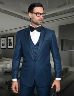 Statement Men's 3 Piece Modern Fit Fashion Suit - Two Tone -Empire Shop venetian indigo