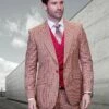 Statement Men's 3 Piece 100% Wool Fashion Suit - Fine Line Plaid -Empire Shop vitton red