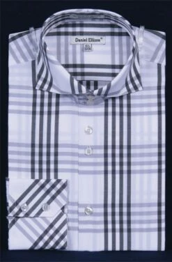 Daniel Ellissa Men's Fashion Dress Shirt - Checker Pattern -Empire Shop white 1 1