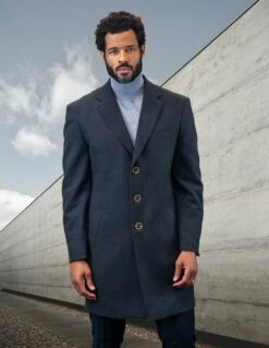 Statement Men's 3/4 Length 100% Wool Top Coat - Single Breasted -Empire Shop wj 100 charcoal