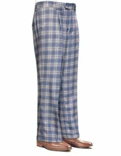 Statement Men's 100% Wool Pant - Wide Leg Plaid Slacks -Empire Shop wp 102 grey
