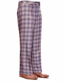Statement Men's 100% Wool Pant - Wide Leg Plaid Slacks -Empire Shop wp 102 lavender