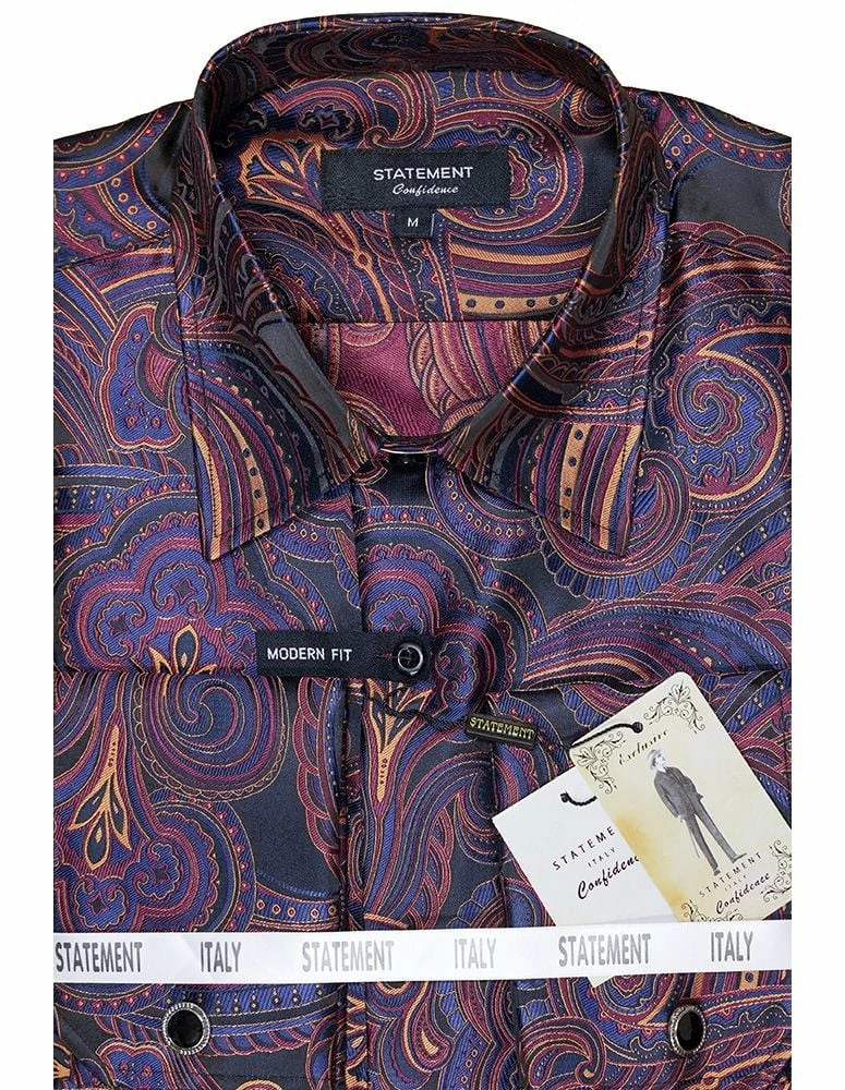 Statement Men's Long Sleeve Woven Shirt - Paisley Pattern 6 Statement Men's Long Sleeve Woven Shirt - Paisley Pattern - Image 4