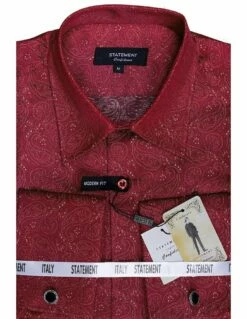 Statement Men's Long Sleeve Woven Shirt - Paisley Pattern 23 Statement Men's Long Sleeve Woven Shirt - Paisley Pattern -Empire Shop ws 102 red