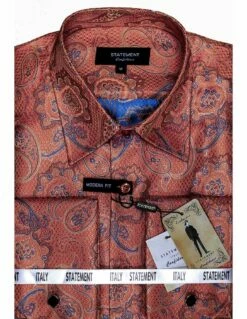 Statement Men's Long Sleeve Woven Shirt - Paisley Pattern 24 Statement Men's Long Sleeve Woven Shirt - Paisley Pattern -Empire Shop ws 102 rust