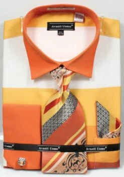 Avanti Uomo Men's French Cuff Dress Shirt Set - Tone On Tone 10 Avanti Uomo Men's French Cuff Dress Shirt Set - Tone On Tone -Empire Shop yellow multi 67