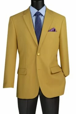 Vinci Men's Single Breasted Poplin Blazer - 2 Button Jacket -Empire Shop z 2pp gold 3