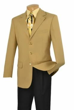 Vinci Men's Single Breasted Poplin Blazer - 3 Button Jacket -Empire Shop z 3pp gold 2 1