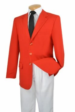 Vinci Men's Single Breasted Poplin Blazer - 3 Button Jacket -Empire Shop z 3pp red 2 1
