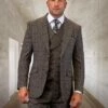 Statement Men's 100% Wool 3 Piece Suit - Layered Textures -Empire Shop zagari brown