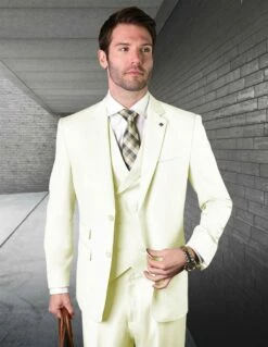 Statement Men's 100% Wool 3 Piece Suit - Bold Solid Colors 23 Statement Men's 100% Wool 3 Piece Suit - Bold Solid Colors -Empire Shop zargala offwhite