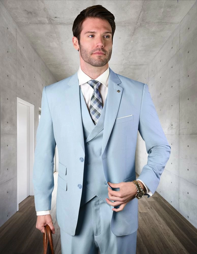 Statement Men's 100% Wool 3 Piece Suit - Bold Solid Colors 10 Statement Men's 100% Wool 3 Piece Suit - Bold Solid Colors - Image 8